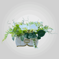 گل ارکیده مصنوعی همراه سبد چوبی